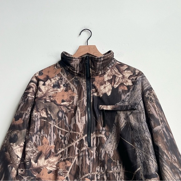 Vintage LL Bean x Mossy Oak Break-up XL Camo Jacket 1/2 Zip Hunting Camouflage - Picture 2 of 15
